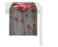 Apelt Chemin de Table, Coton, Gris/Rouge, 135 x 48 x 0,5 cm