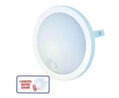 Velamp UBLO-XIR Plafonnier LED rond 840 lumens avec dÃ©tecteur de mouvement. Pour extgÃ©rieur IP54. Montage facile. Pour balcons, garages, buanderies, jardins, Plastique, 12 W, Blanc