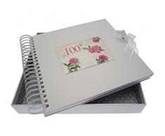 White Cotton Cards Album Photo 100Ã¨me Anniversaire Â«English Roses Carte et Livre de Souvenirs pour bÃ©bÃ©