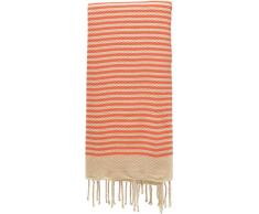 Parodi & Parodi Serviette de Haute qualitÃ© en 100% Coton Biologique 100 x 190 cm, Motif nid dabeille, Serviettes de Plage avec Franges, 100 x 200 cm