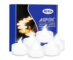 AGPTEK Lot de 60 Bougies Chauffe-Plat à LED, Blanc Froid, décoration de fête de Mariage, Halloween, Noël, Festival