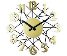 Geko Horloge Murale Design géométrique en métal doré 38 cm, Noir, doré, Taille Unique