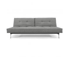 INNOVATION LIVING Canape lit design SPLITBACK Chrome Flashtex_Dark Grey convertible 115*200 cm piétement inox