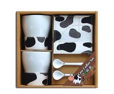 laroom 11549Â âÂ Set Cadeau Bureau Couple Tasses avec Dessous s, Couleur Noir et Blanc