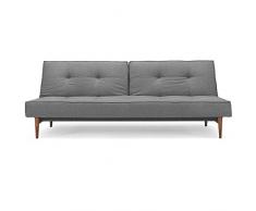 INNOVATION LIVING Canape lit design SPLITBACK Styletto Flashtex_Dark Grey convertible 115*200 cm piétement noyer