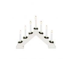 Konstsmide 2262-210 Chandelier Bois 7 Lampes Claires + Interrupteur Laqué Blanc 230 V