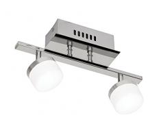 Oaks Lighting Kemi 7 W Plafonnier LED en Chrome avec 2 lampes en verre opalin