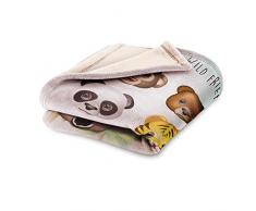 Emoji Couverture Polaire pour Enfant Motif Animal, Polyester, Multicolore, 1Â Place, 140Â x 95Â x 2Â cm