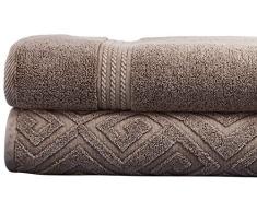 Allure Lifestyle 2pk Denim DÃ©lavÃ© Serviette de Bain Deco Diamond, Coton, Moka, Simple