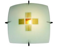 Naeve Leuchten Plafonnier en verre, Verre, 60Â W, E27, 30Â x 30Â x 9Â cm Marron 198814