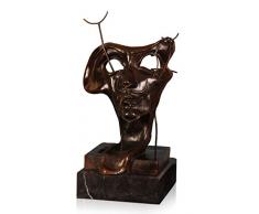 Arte Dal Mondo XN2581 Masque Sculpture Moderne en Bronze patinÃ© avec Base en marbre, 40x25x21 cm