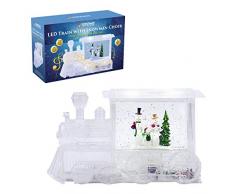 The Christmas Workshop 70059 Lanterne LED Père Noël et renne avec eau tourbillonnante et paillettes, transparent, 29cm Long