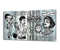 Pintdecor Tattoo Panneau Lumineux, Bois de Sapin, Blanc Noir, 80Â x 40Â x 4.5Â cm