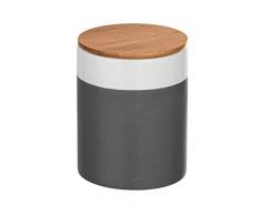 WENKO 54091100 Boîte de Rangement Malta avec Couvercle en Bambou, Capacité : 0,95 L, Céramique, 11 x 14,5 x 11 cm, Gris/ Blanc