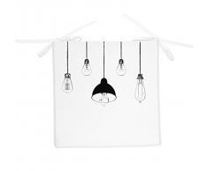 Soleil docre Dessus de Chaise 40x40x3 Lampes, Polyester, Blanc, 40x40x5 cm