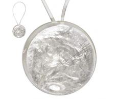 STEPHANOISE Magnet Rond Nacre Cordon Cuir, Blanc, Diametre 6 cm - Envergure 30 cm