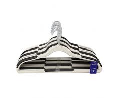 JVL Gamme Premium Plastique Gain de Place antidérapant cintres, Lot de 40, Noir et Blanc, Taille Unique