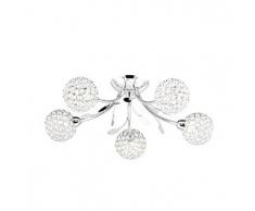 Searchlight 6575-5cc 35W Plafonnier 5 bras en verre et métal chromé