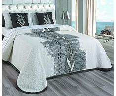 ForenTex Couvre-lit Jacquard Florenca rÃ©versible avec Deux taies doreiller Fil teintÃ© 40% polypropylÃ¨ne, Gris pour lit 150/160 cm 240 x 270 + 2/40 x 45 cm 3