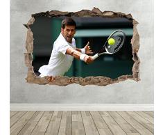 Wall Decor 247 Sticker Mural 3D Novak Djokovic Tennis brisÃ© pour Chambre Ã Coucher garÃ§ons Filles - Grand Paysage 70 cm (l) x 50 cm (h)