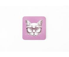 Magnet & Steel Aimant Lunettes de Chat en Acier et Verre, Bois, Violet, 9Â x 0.4Â x 9Â cm