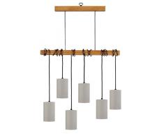 Tosel 21064 Lustre 6 Lumières, Bois/, E14, 40 W, Marron, 80 x 180 cm