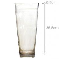 Ar 47698 Vase en verre haut carrÃ©, transparent