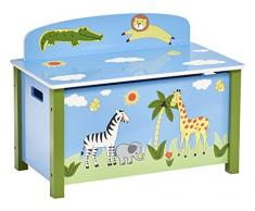 Zeller 13497 Boîte Coffre de siège Enfant Safari, MDF, décor, 67 x 37 x 49,5 cm