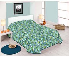 SABANALIA Fidji Couvre-lit Fine dÃ©coratif, Bleu, Lit 150Â âÂ 250Â x 280Â cm