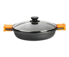 BRA EFFICIENT - Faitout Bas avec Couvercle en Verre et anses en Silicone, 20 cm