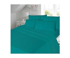 Draps plats en flanelle thermique sans repassage - Pour lit simple, double, king size - 180 fils au pouce carré - Couleur unie - De qualité supérieure (bleu sarcelle, king size et king size)