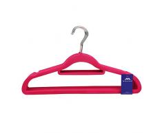 JVL Simple Gamme en Velours Touch économie despace antidérapant cintres Lot de 10, recyclé, Plastique ABS, Nylon, Zinc, Rose, 41.5 x 0.5 x 22.5 cm
