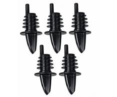 FM Professional 21458 Lot de 5, verseur pour Bouteille, Bouchon, Plastique, Noir, 7 x 2,2 cm