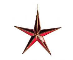 EUROCINSA Ref.27008 Ãtoile Pendentif Miroir Rouge avec Or 28 cm 6 unitÃ©s, Taille Unique.