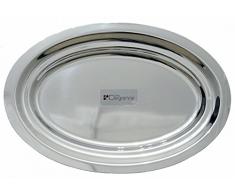 DEGRENNE 183018 Plat Ovale, Acier Inoxydable, Argent, 41,5 x 28 x 2 cm