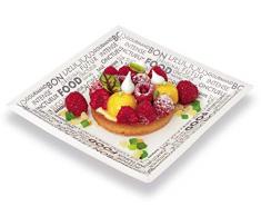 GUILLIN AC185CAR009PPG Sachet de 10 assiettes carton carrÃ©es FOODK 185 fond blanc/mots gris