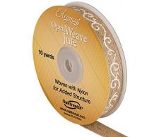 Eleganza 15 mm x 10 yd en Filigrane Open Tressé Jute Rouleau de Papier dimpression Blanc