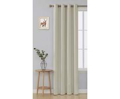 Deconovo Rideau Occultant Grande Hauteur Chambre Adulte Cuisine Salon Anti Chaleur à Oeillet Isolant Thermique 1 Pcs, Polyester, Beige, 140x245cm