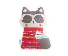 Pooch Coussin en Forme de Mapache 100% Coton Multicolore 30 x 40 cm