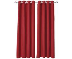 Deconovo Rideau occultant Ã Åillets en Polyester pour Chambre Ã Coucher Rouge 175 x 140 cm