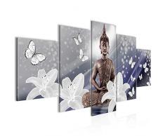 Tableau decoration murale Fleurs de Bouddha - XXL Impression sur Toile Salon Appartment 5 Parties - prÃªt Ã accrocher - 505653a
