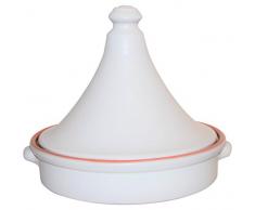Amazing Cookware Tajine en Terre Cuite avec Naturel Intérieur, Blanc Mat, 28 x 28 x 23 cm