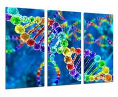 Tableau Moderne Photographique, Impression sur bois, Biologie, Science, Chromosome, Chaîne dADN de couleur, 97 x 62 cm, ref. 26929