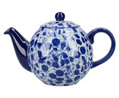 London Pottery C001007 ThÃ©iÃ¨re avec passoire en cÃ©ramique Motif globe, CÃ©ramique, bleu/blanc, 2-Cup Teapot (500 ml)