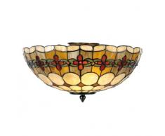 Lumilamp 5LL-5416 Art Deco Tiffany Plafonnier en verre fait main avec 2 ampoules E14 max. 40 x 24 cm