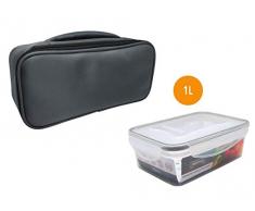 NERTHUS FIH 432 Lunch Bag Individuel Gris + 1 Rec Thermique de Transport daliments, Bleu, avec 1 Sac hermétique, Taille Unique