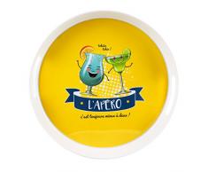Totally Addict KS9366 Plateau Rond, Melamine, Jaune, 37,5 x 37,5 x 5,2 cm