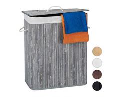 Relaxdays 10024382_111 Corbeille à Linge Bambou, Tissu, 63 x 52 x 33 cm