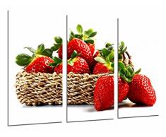 Tableau Moderne Photographique, Impression sur bois, Cuisine, épicerie Fruit Shop, fraises de fruits sur blanc, 97 x 62 cm, ref. 26968