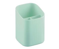InterDesign Clarity pot Ã crayon pour le bureau, organiseur bureau en plastique, porte stylo avec 3 compartiments pour bureau et salle de bain, menthe